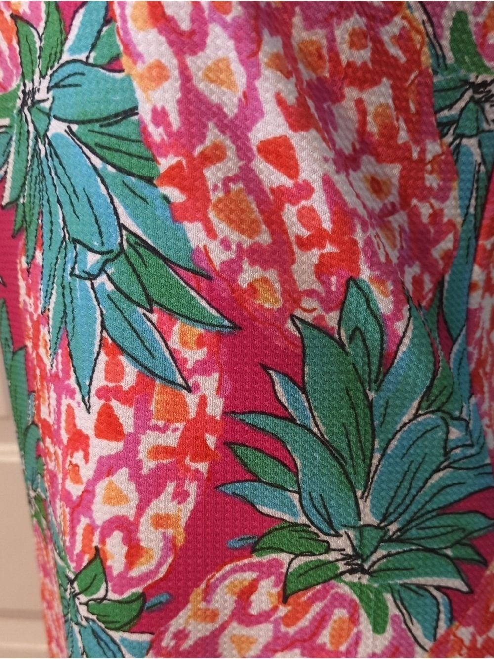 Ronni Nicole Hot Pink Tropical Trim Sleeveless Midi Dress Pineapple Design Small - Picture 4 of 11